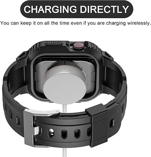 Black Sporty TPU Case Band By Shopyholy Compatible For iWatch