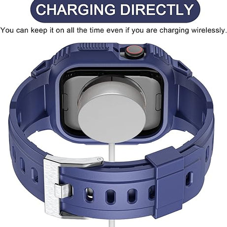 Blue Sporty TPU Case Band By Shopyholy Compatible For iWatch