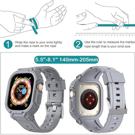 49MM Grey Sporty TPU Case Band By Shopyholy Compatible For Apple Watch Ultra