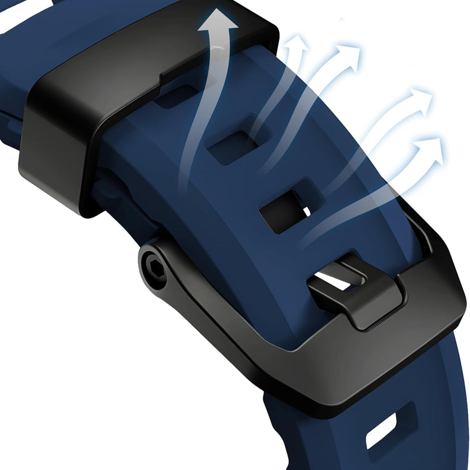 Navy B Premium Rugged Silicone With Metal Buckle By Shopyholy Compatible For Apple Watch