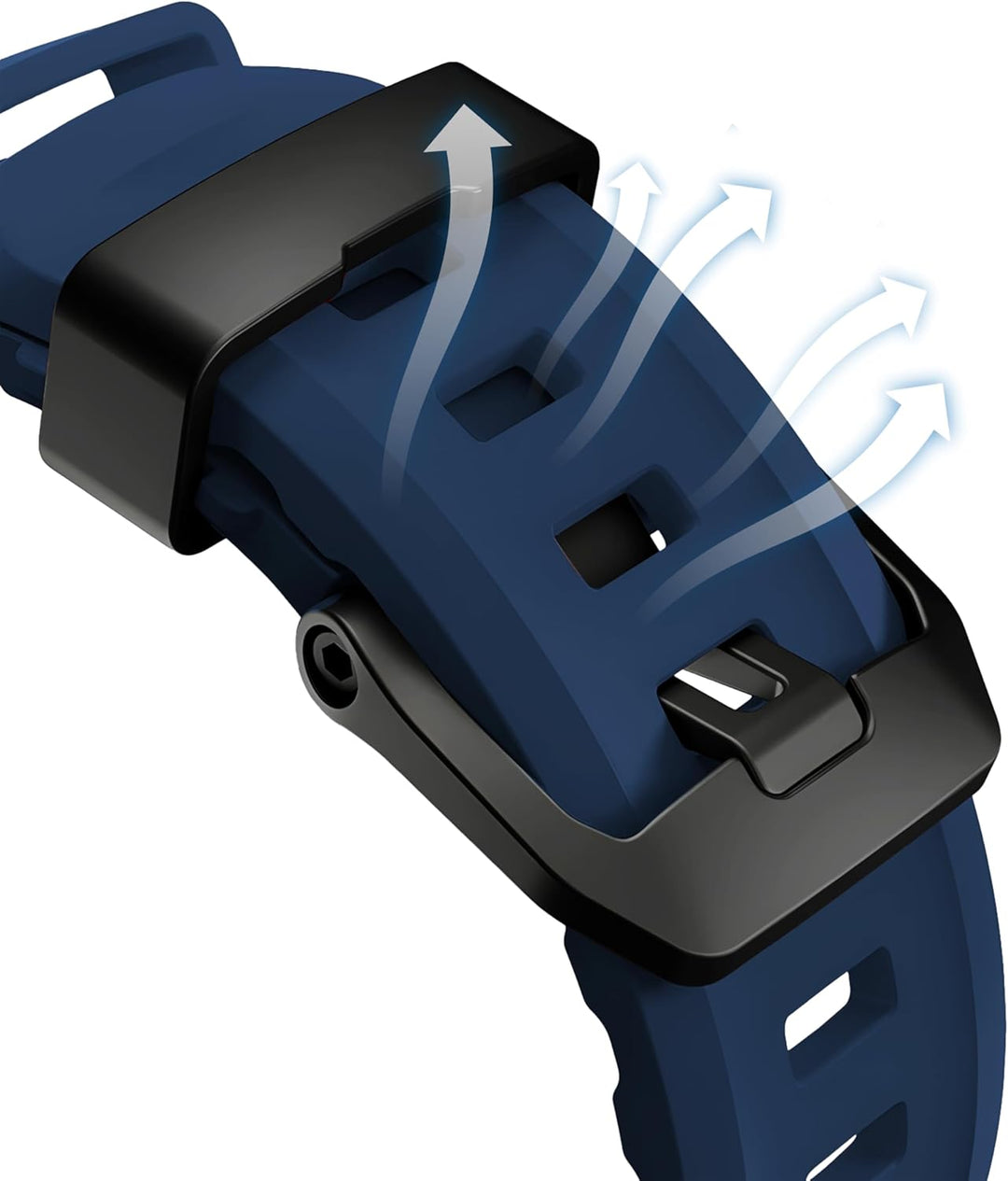 Navy B Premium Rugged Silicone With Metal Buckle By Shopyholy Compatible For Apple Watch