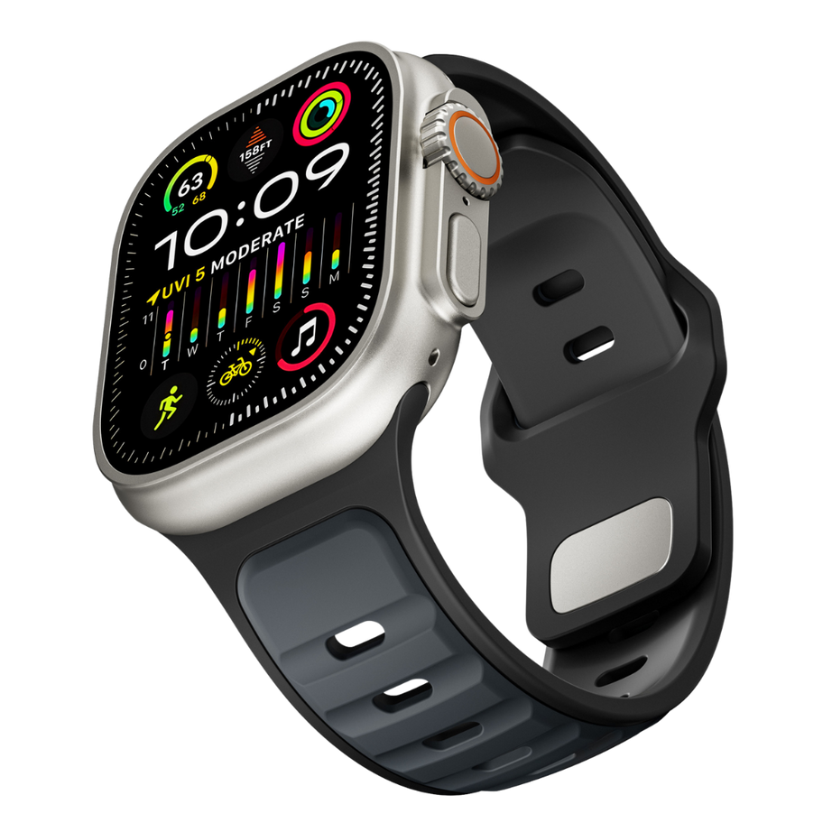 Black Midnight Premium Aspro Silicone Sports Bands By Shopyholy Compatible For Apple Watch