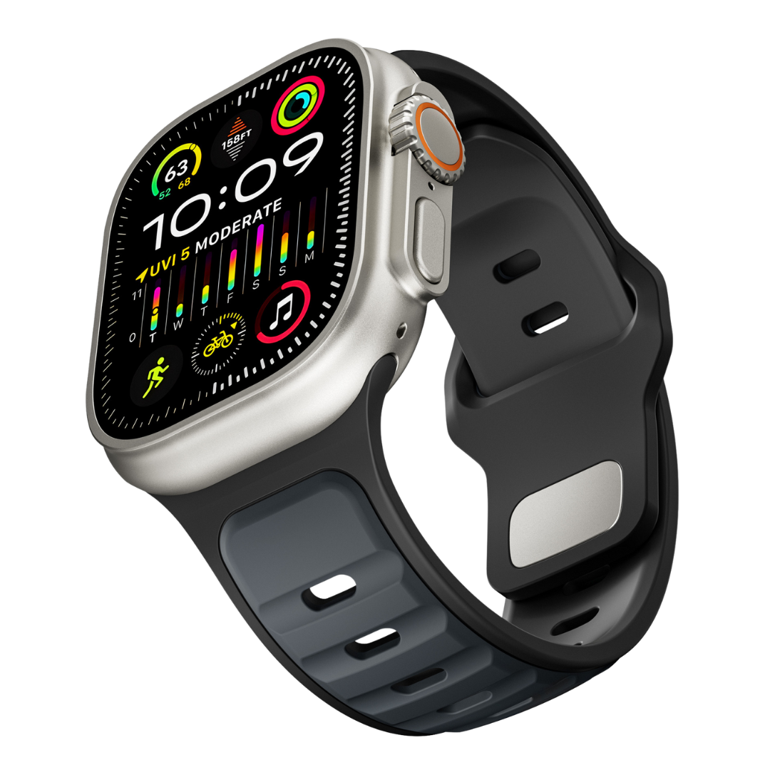 Black Midnight Premium Aspro Silicone Sports Bands By Shopyholy Compatible For Apple Watch