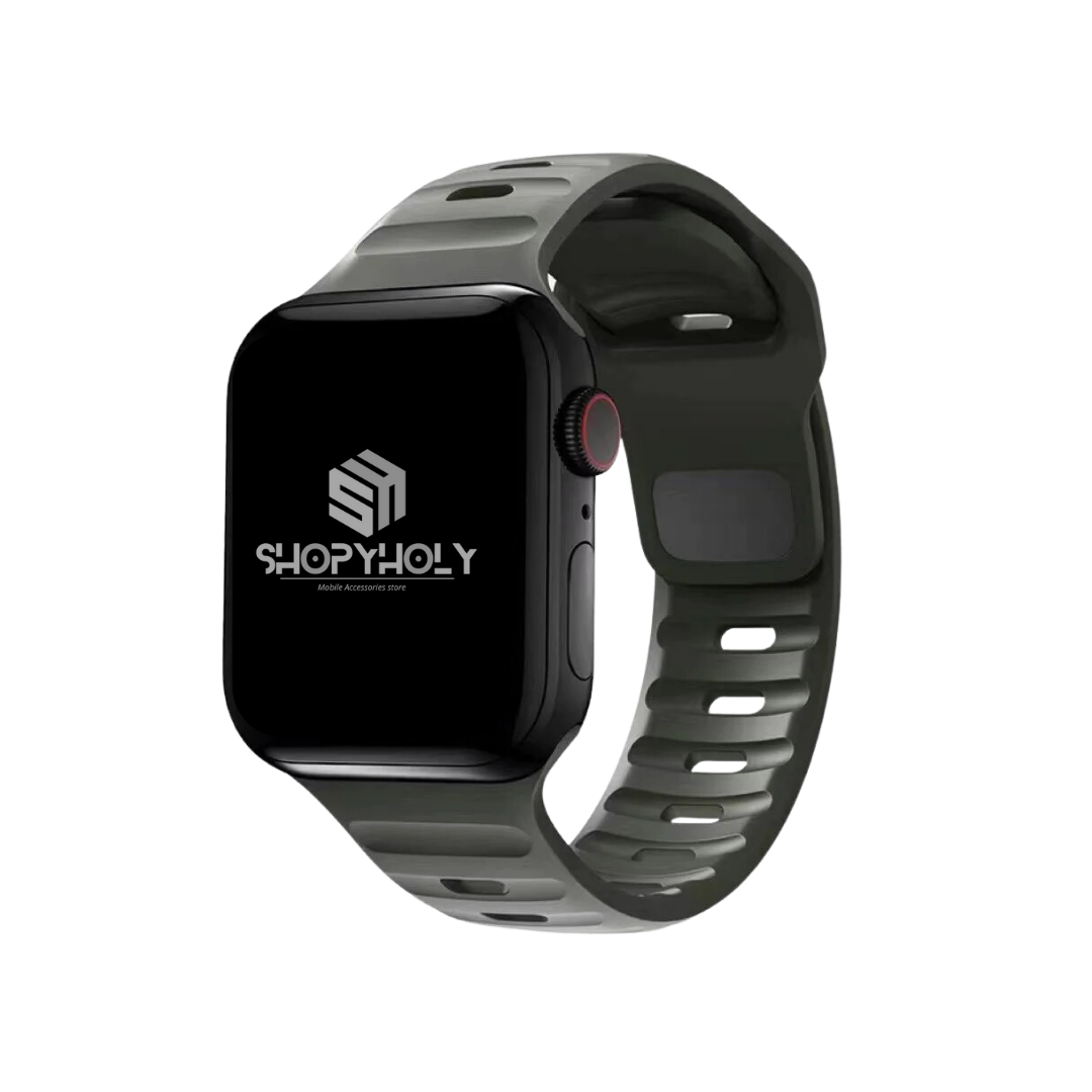 Pine Grey Premium Silicone Sports Bands By Shopyholy Compatible For iWatch