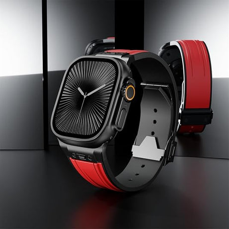 Red B Luxury Mechanical Slicone Sports Band By Shopyholy Compatible For Apple Watch