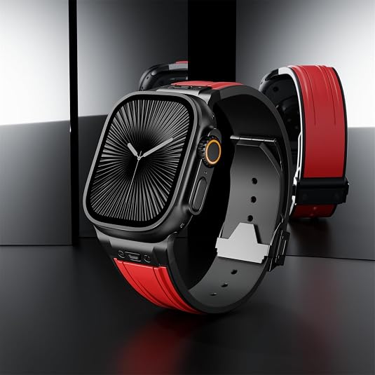 Red B Luxury Mechanical Slicone Sports Band By Shopyholy Compatible For Apple Watch