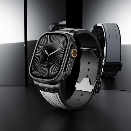 Grey B Luxury Mechanical Slicone Sports Band By Shopyholy Compatible For Apple Watch