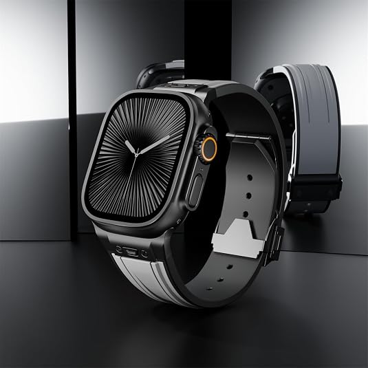 Grey B Luxury Mechanical Slicone Sports Band By Shopyholy Compatible For Apple Watch