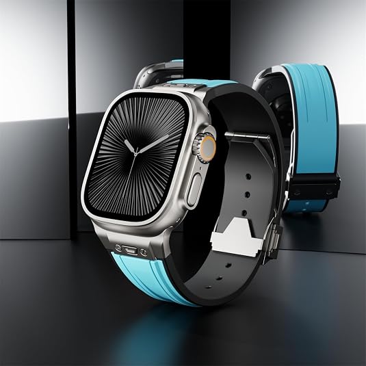 Blue B Luxury Mechanical Slicone Sports Band By Shopyholy Compatible For Apple Watch