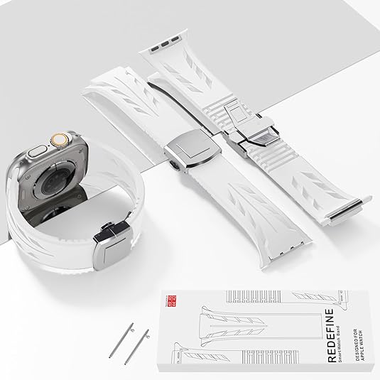 White Luxury Concept Silicone Straps By Shopyholy Compatible For Apple Watch