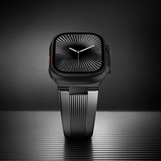 Grey B Luxury Velocity Ribbed Silicone Band By Shopyholy Compatible For Apple Watch
