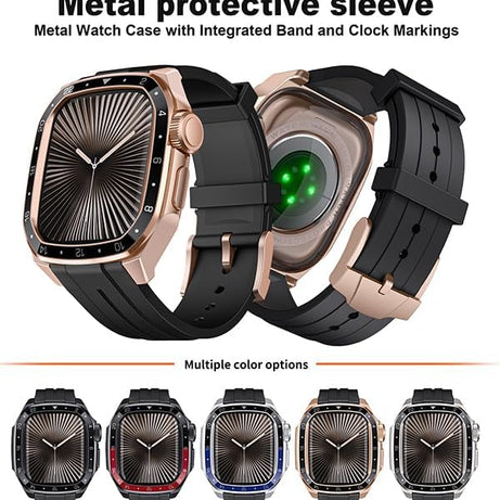 Rose Gold Black Luxury Metal Scale Ring Case By Shopyholy Compatible For Apple Watch