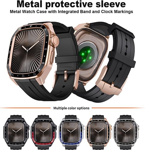 Rose Gold Black Luxury Metal Scale Ring Case By Shopyholy Compatible For Apple Watch