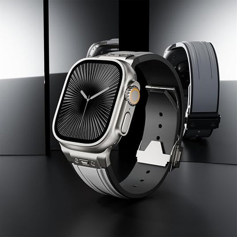Grey Luxury Mechanical Slicone Sports Band By Shopyholy Compatible For Apple Watch