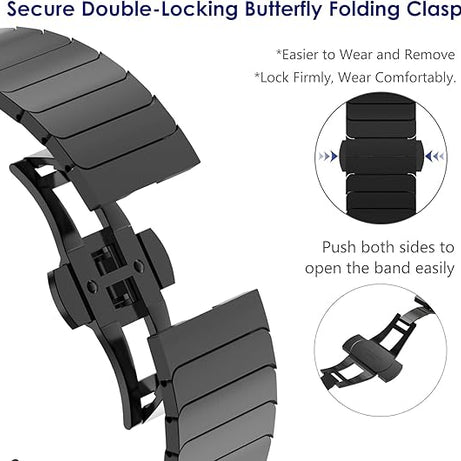 Black Ceramic Stainless Steel Band for Samsung Galaxy Watch Ultra 2/Ultra 1 – 47mm