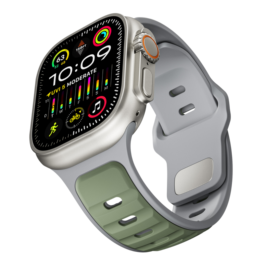 Grey Green Premium Aspro Silicone Sports Bands By Shopyholy Compatible For Apple Watch