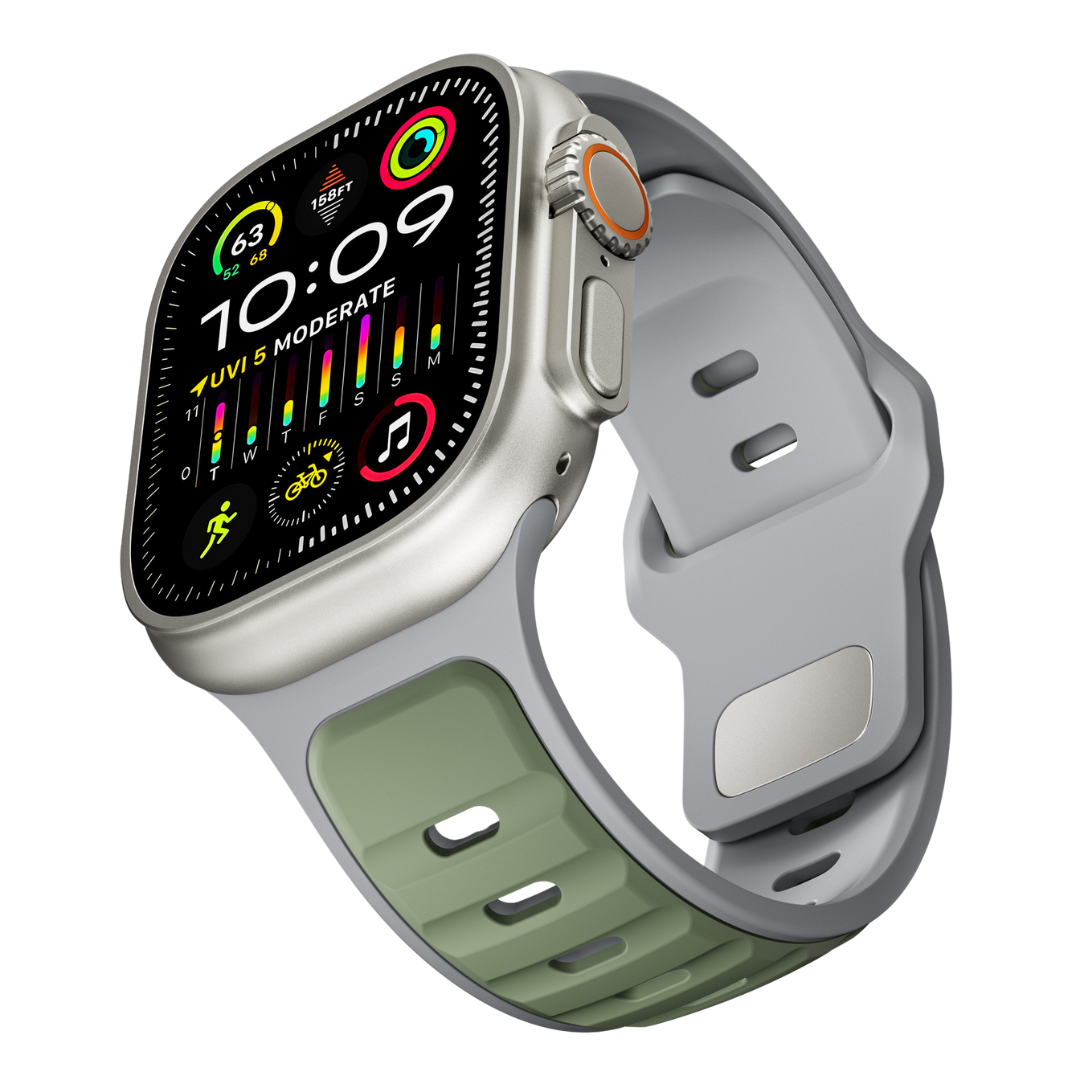 Grey Green Premium Aspro Silicone Sports Bands By Shopyholy Compatible For Apple Watch