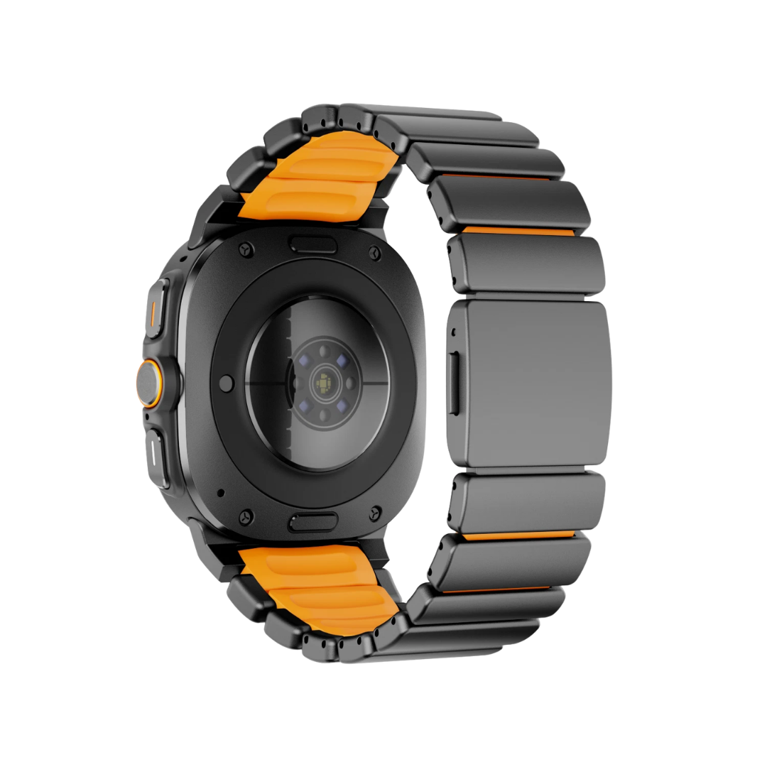 Black Orange Luxury Ocean Titanium Band for Samsung Galaxy Watch Ultra 47mm
