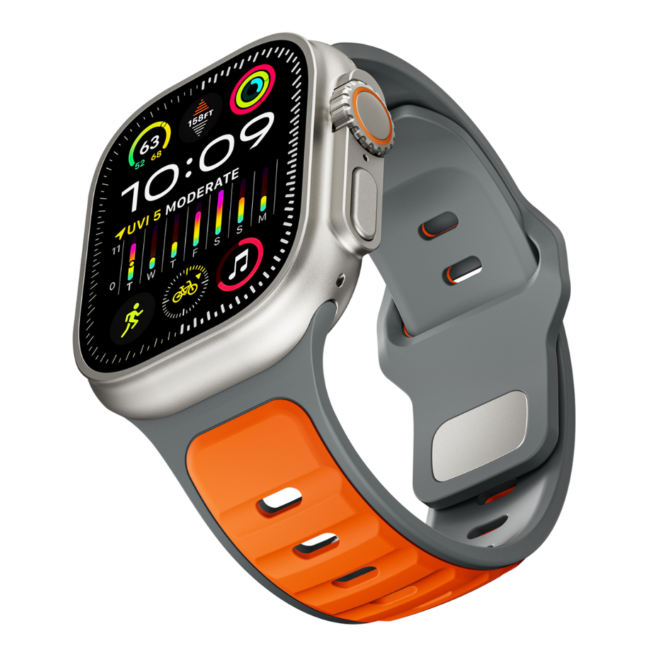 Grey Orange Premium Aspro Silicone Sports Bands By Shopyholy Compatible For Apple Watch