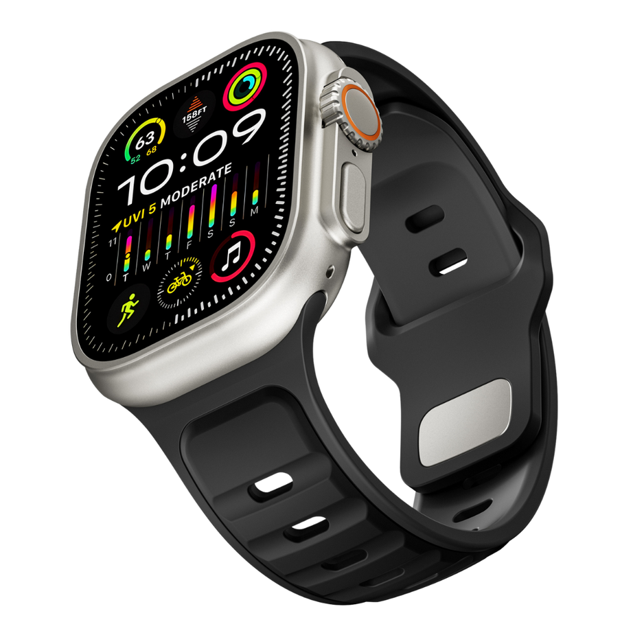 Full Black Premium Aspro Silicone Sports Bands By Shopyholy Compatible For Apple Watch