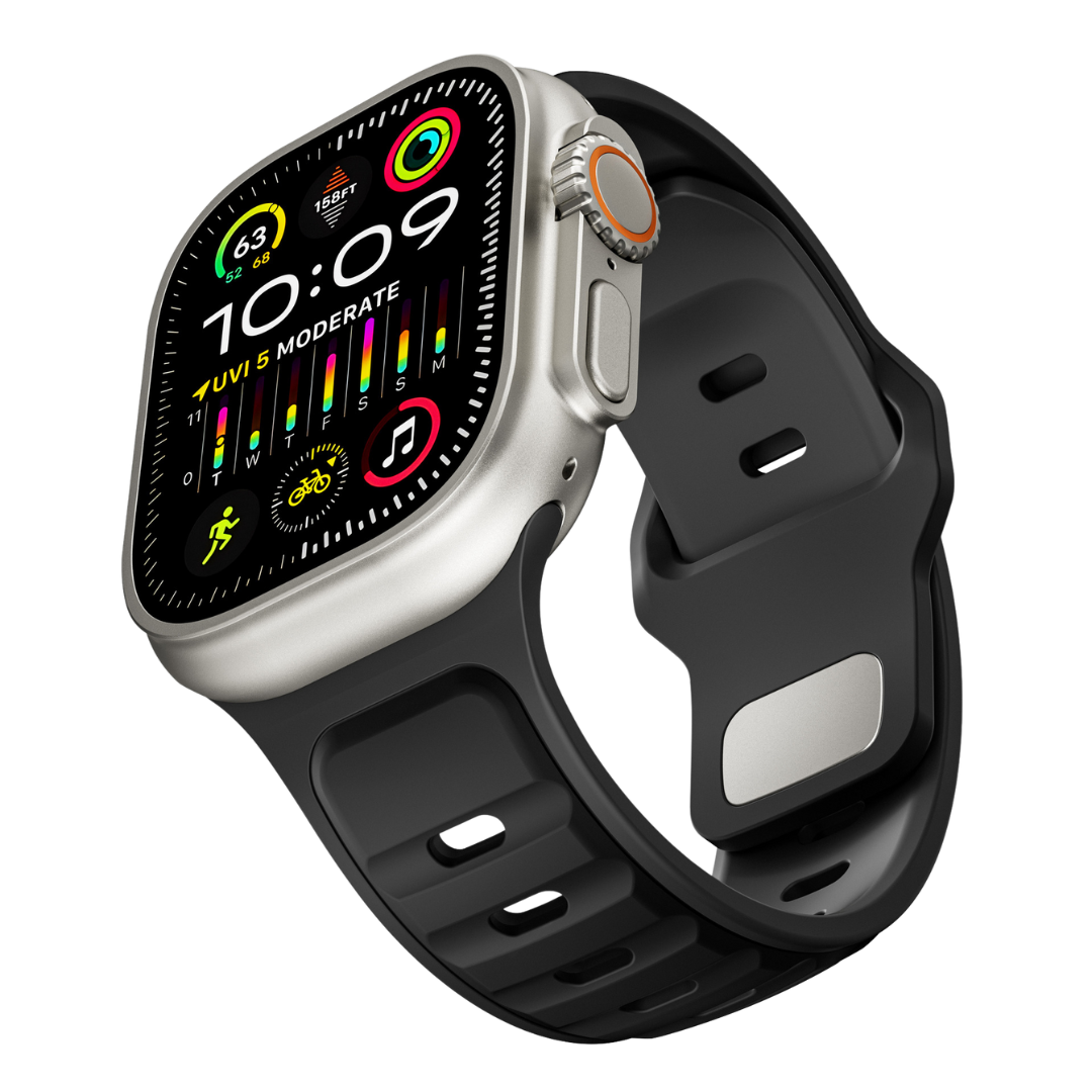 Full Black Premium Aspro Silicone Sports Bands By Shopyholy Compatible For Apple Watch