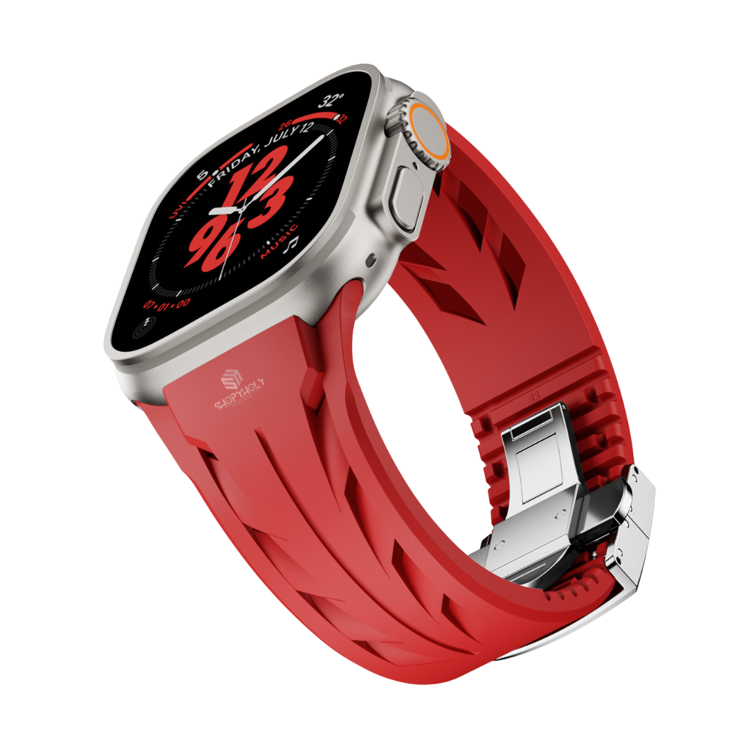 Red Luxury Concept Silicone Straps By Shopyholy Compatible For Apple Watch
