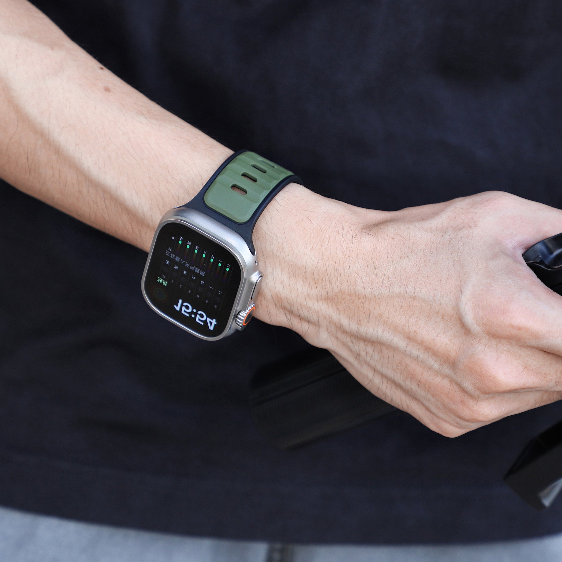 Black Green Premium Aspro Silicone Sports Bands By Shopyholy Compatible For Apple Watch