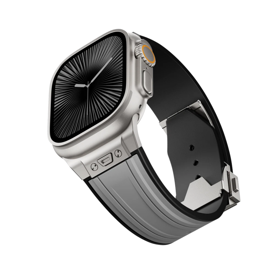 Grey Luxury Mechanical Slicone Sports Band By Shopyholy Compatible For Apple Watch