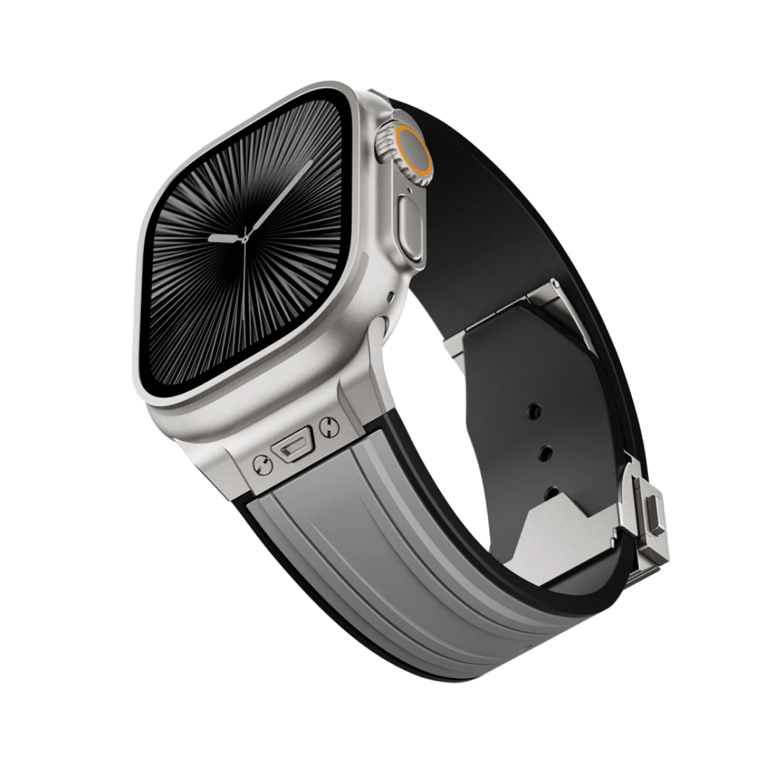 Grey Luxury Mechanical Slicone Sports Band By Shopyholy Compatible For Apple Watch