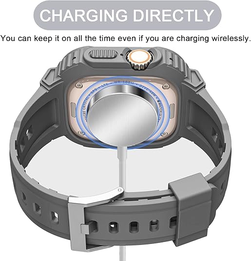 Grey Sporty TPU Case Band By Shopyholy Compatible For iWatch