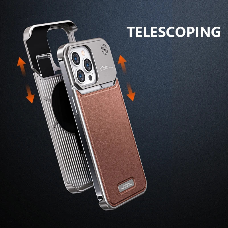 Luxury Aluminum Alloy Leather Case For iPhone
