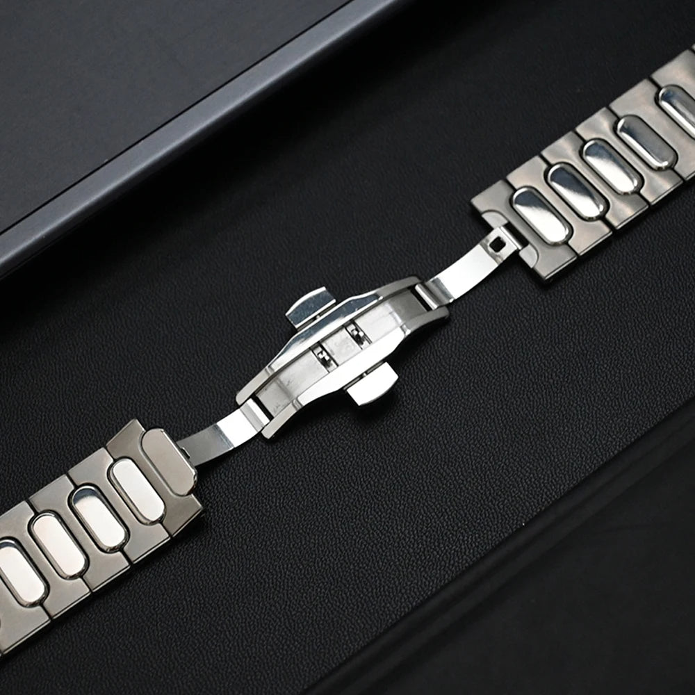 Grey Luxury Titanium Straps By Shopyholy Compatible for Apple Watch