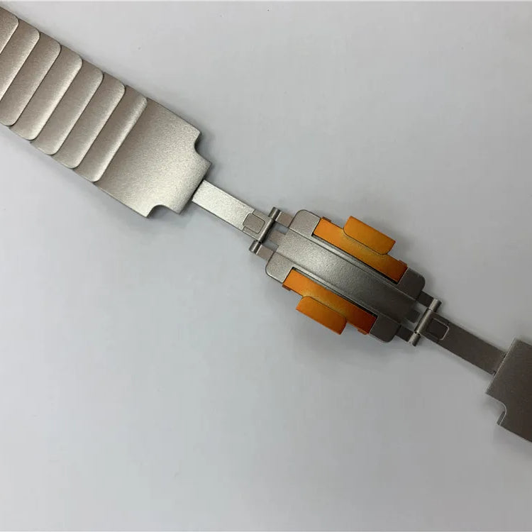 Titanium Orange Premium Metal Link Bracelet By Shopyholy For iWatch Ultra