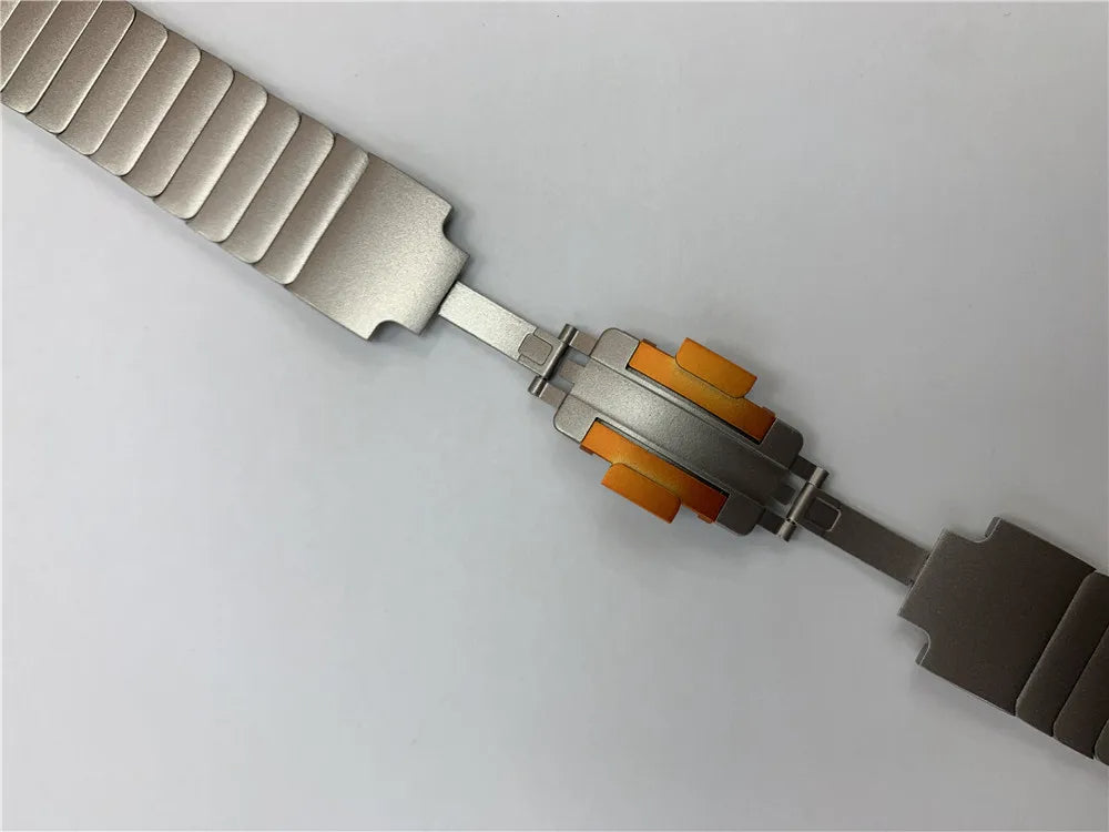 Titanium Orange Premium Metal Link Bracelet By Shopyholy For iWatch Ultra