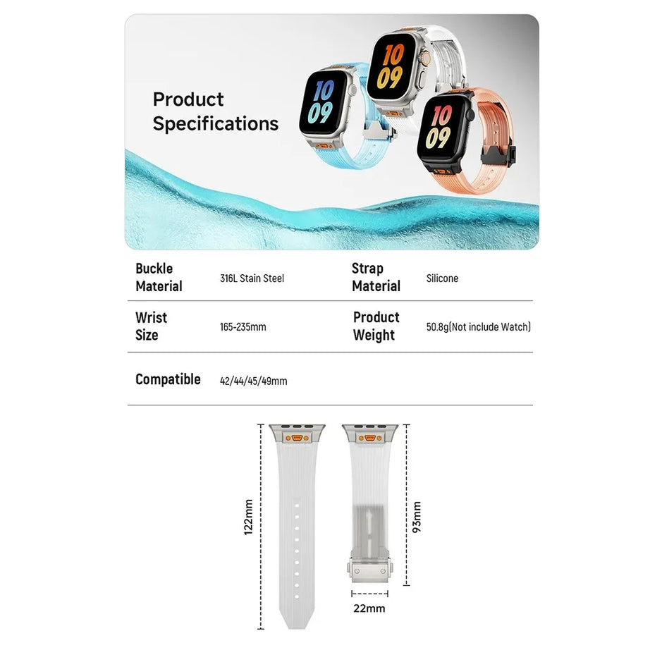 Transparent Luxury Hublot Style Band By Shopyholy Compatible For Apple Watch