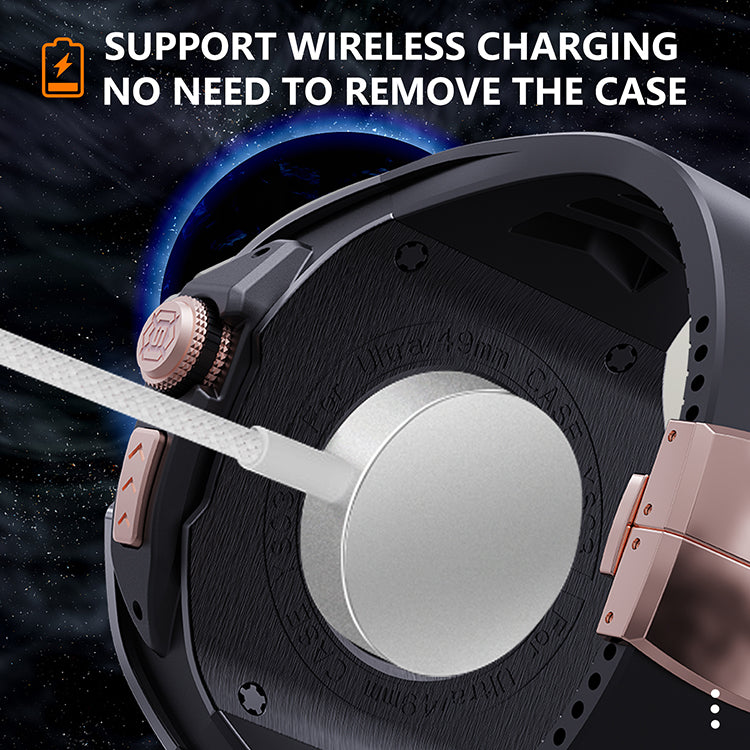 49MM Black Rose Gold Luxury Concept Art Modification Kit For iWatch Ultra 1/2