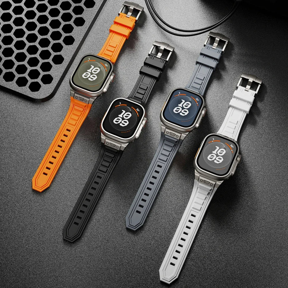 Orange Luxury Titanium Redefine Silicone Straps By Shopyholy Compatible For iWatch
