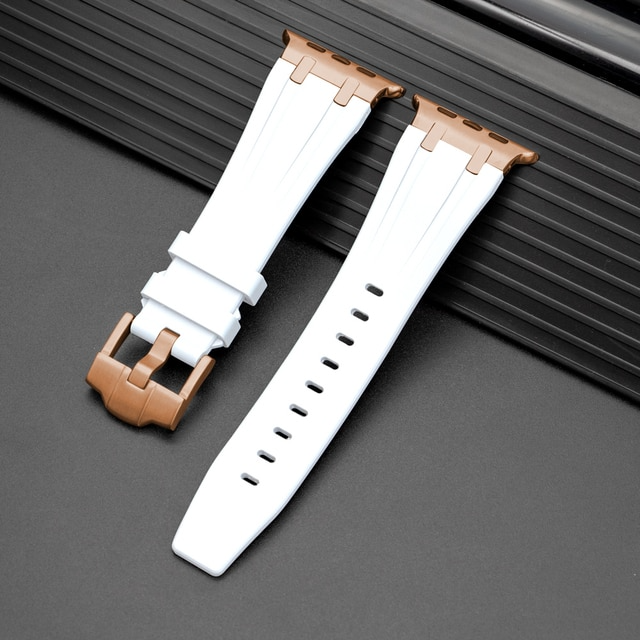 White Rose Gold Luxury G-Shock Edition Sports Bands By Shopyholy Comaptible For iWatch