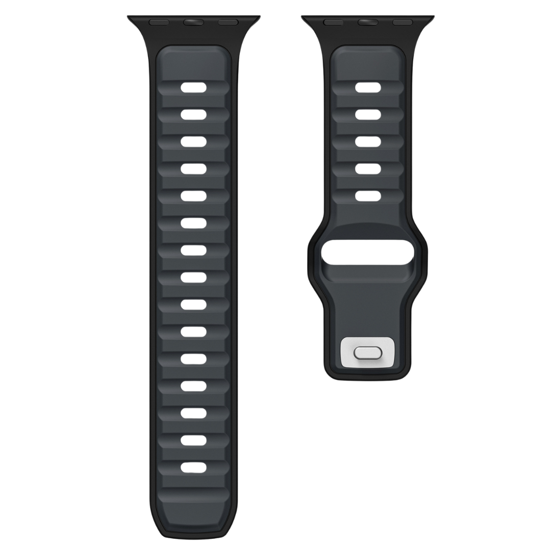 Black Midnight Premium Aspro Silicone Sports Bands By Shopyholy Compatible For Apple Watch