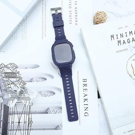 49MM Blue Sporty TPU Case Band By Shopyholy Compatible For Apple Watch Ultra