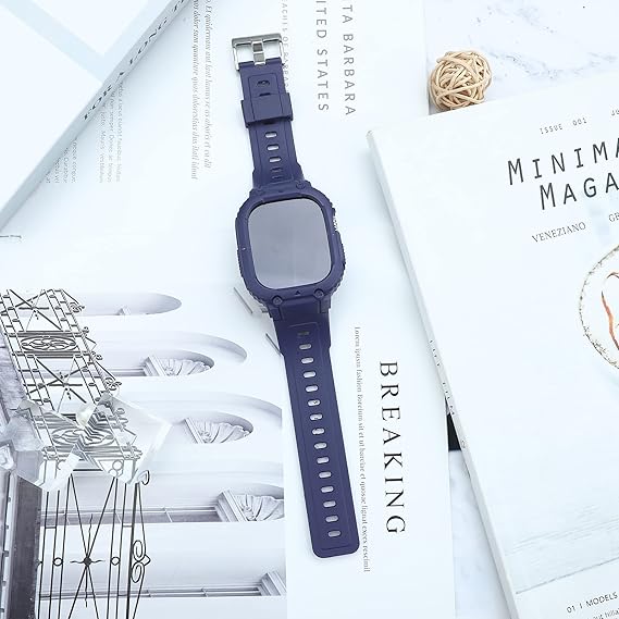 49MM Blue Sporty TPU Case Band By Shopyholy Compatible For Apple Watch Ultra