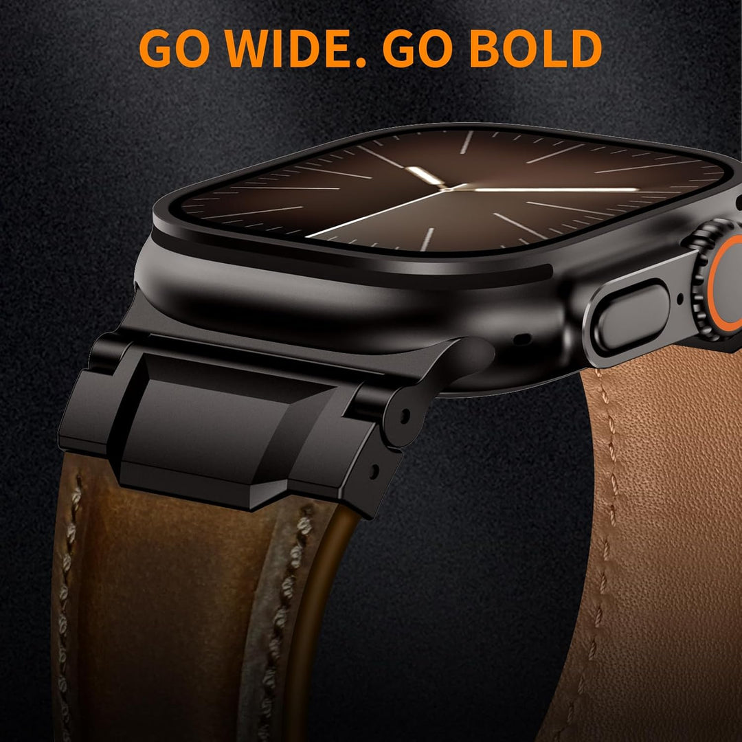 Dark Brown B Luxury Cavallo Leather Straps By Shopyholy Compatible For Apple Watch