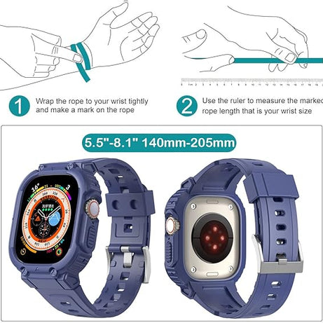 49MM Blue Sporty TPU Case Band By Shopyholy Compatible For Apple Watch Ultra