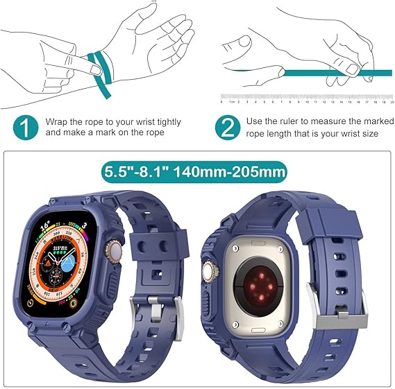 49MM Blue Sporty TPU Case Band By Shopyholy Compatible For Apple Watch Ultra