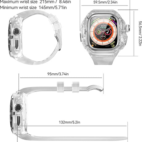 49MM Silver Luxury Transparent Concept Case By Shopyholy Compatible For Apple Watch Ultra