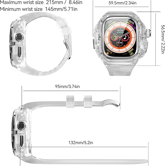 49MM Silver Luxury Transparent Concept Case By Shopyholy Compatible For Apple Watch Ultra