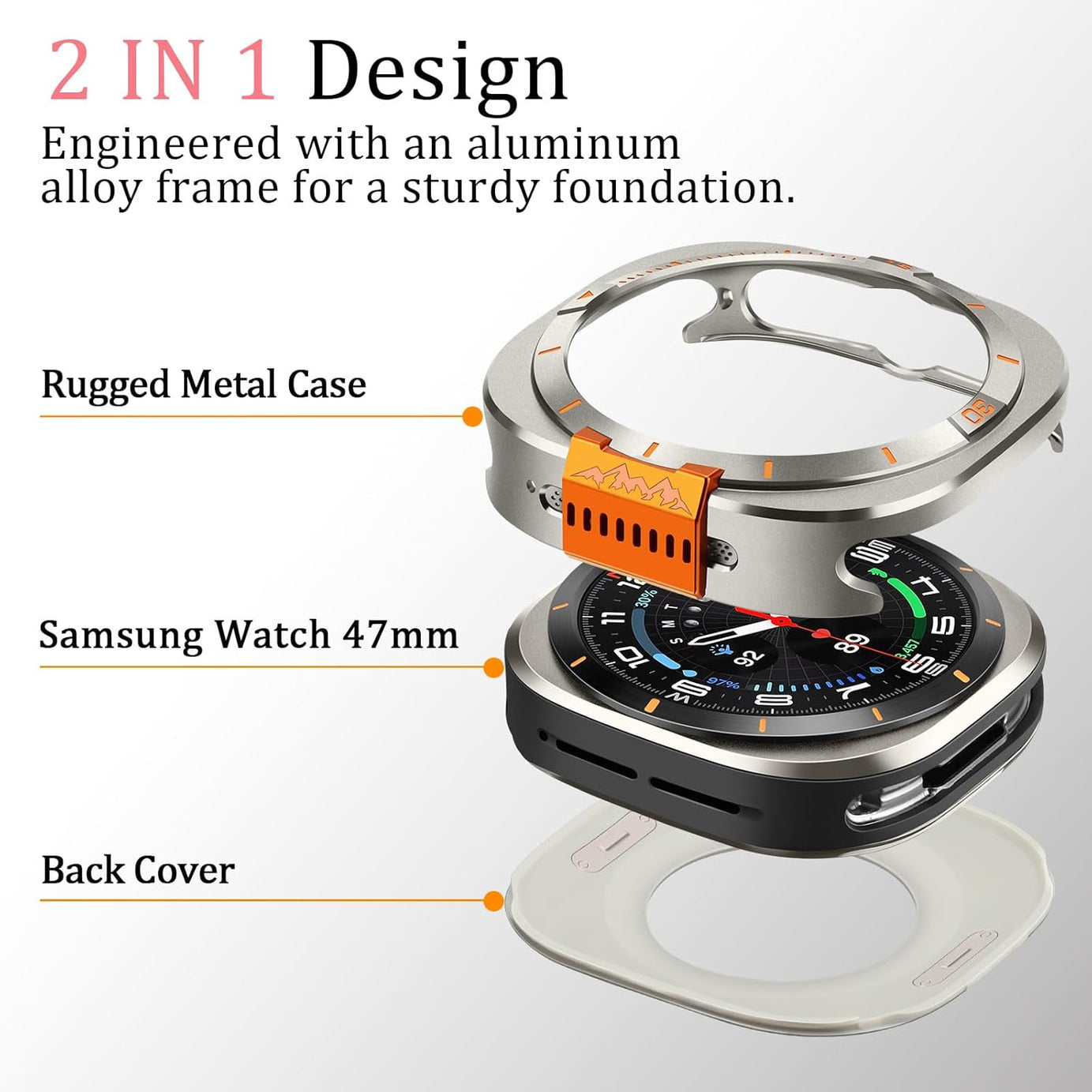 Titanium Luxury Aluminum Metal Case for Samsung Galaxy Watch Ultra 47mm & Ultra 2