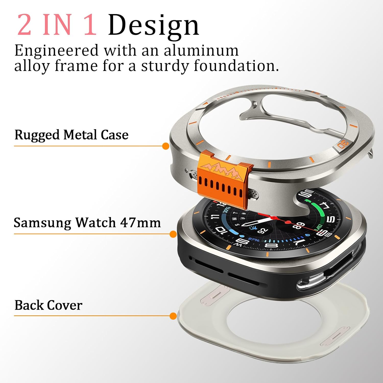 Titanium Luxury Aluminum Metal Case for Samsung Galaxy Watch Ultra 47mm & Ultra 2