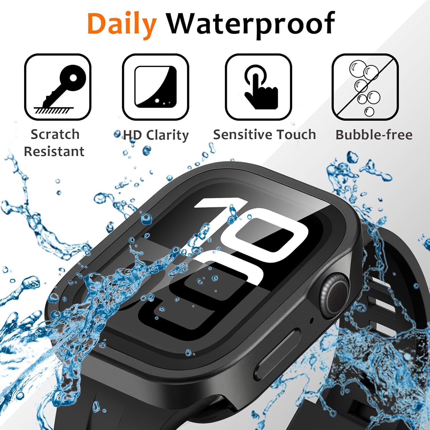 Black Luxury Metal Case With Screen Protector By Shopyholy Compatible For Apple Watch