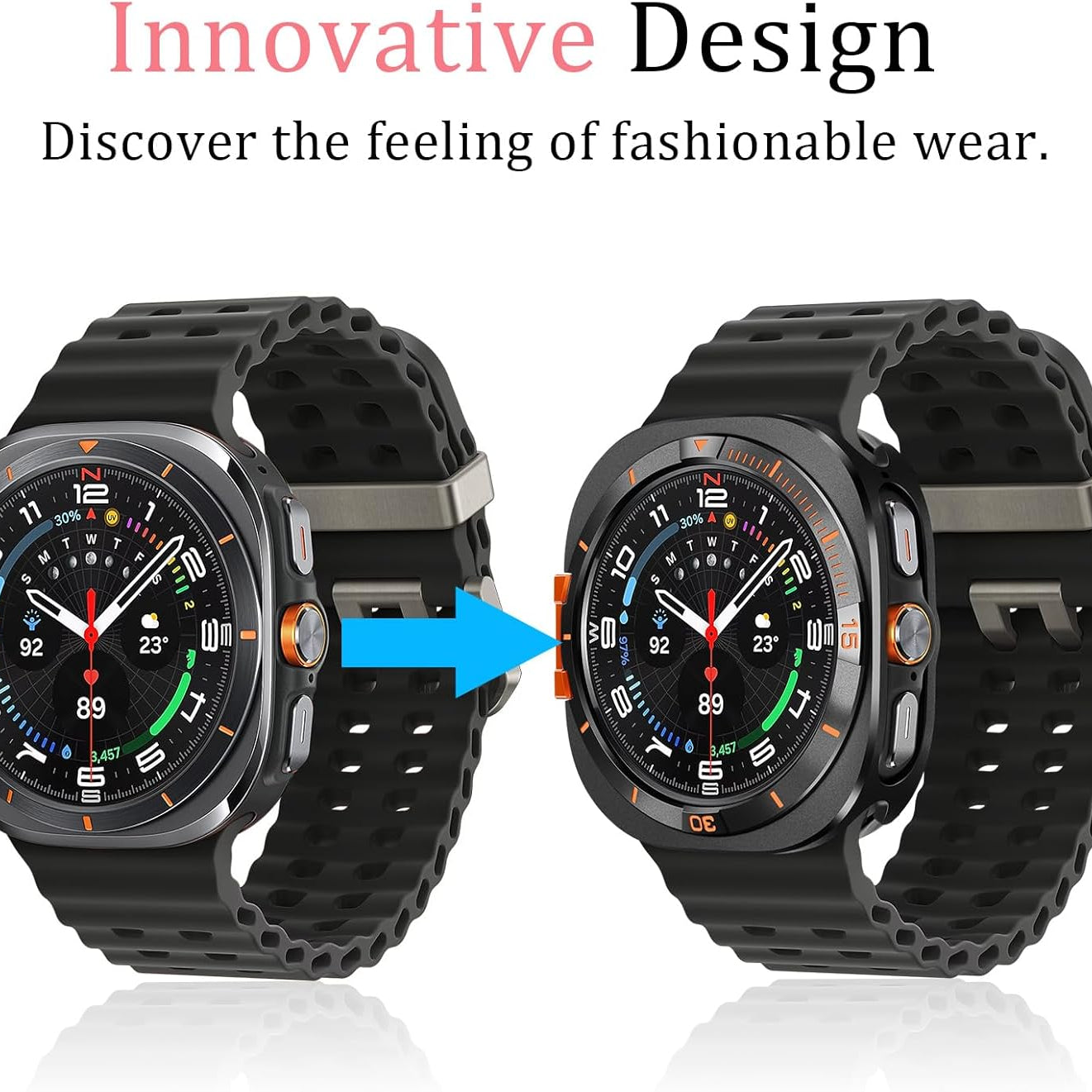 Black Luxury Aluminum Metal Case for Samsung Galaxy Watch Ultra 47mm & Ultra 2